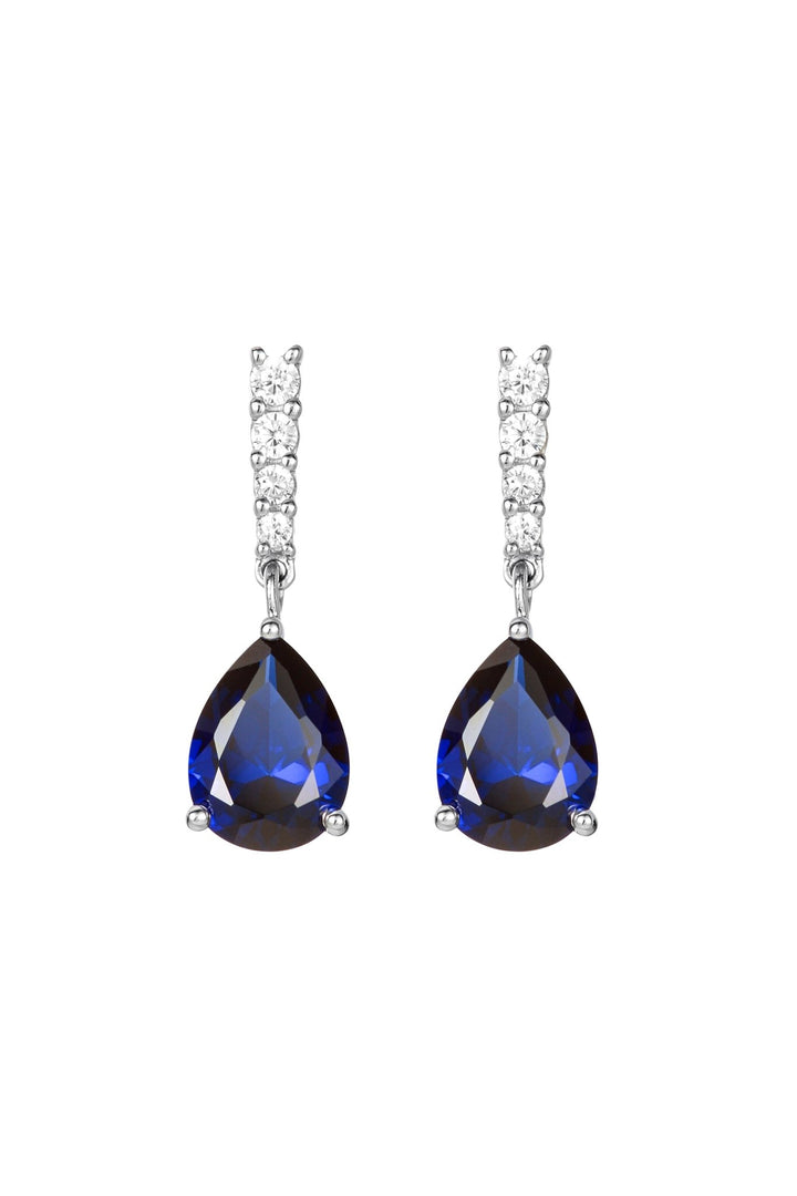 9ct White Gold Created Sapphire and 0.14ct Diamond Drop EarringsThe Fine CollectiveBA0071568