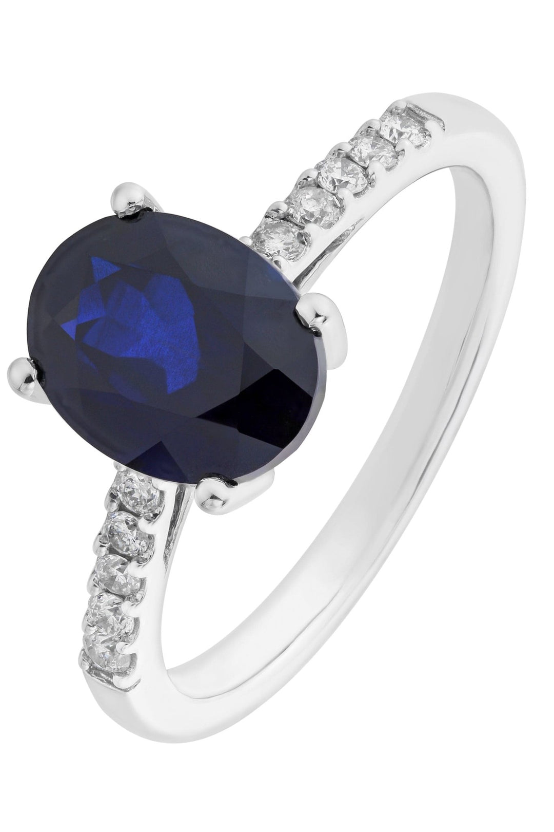 9ct White Gold Created Sapphire and 0.15ct Diamond RingThe Fine CollectiveBA0043962 - L