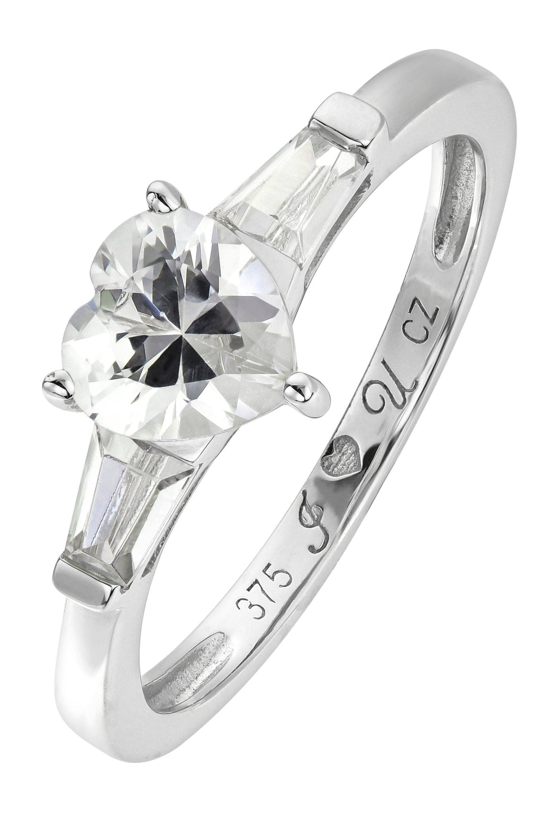 9ct White Gold Cubic Zirconia Heart "I Love U" RingThe Fine CollectiveBA0063936 - L