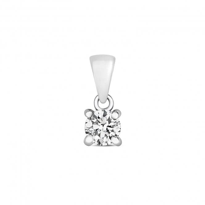 9ct White Gold Diamond 4 Claw Pendant PD303WDiamond JewelleryPD303W