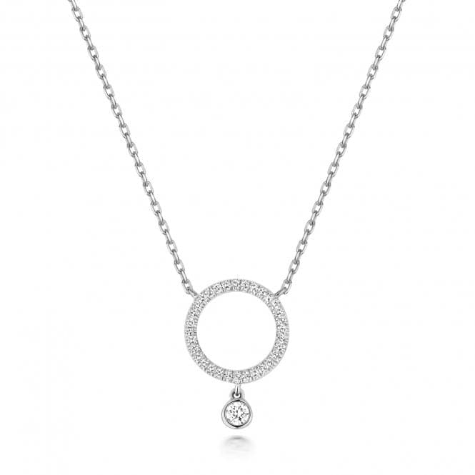 9ct White Gold Diamond Circle Drop Necklace ND139WDiamond JewelleryND139W