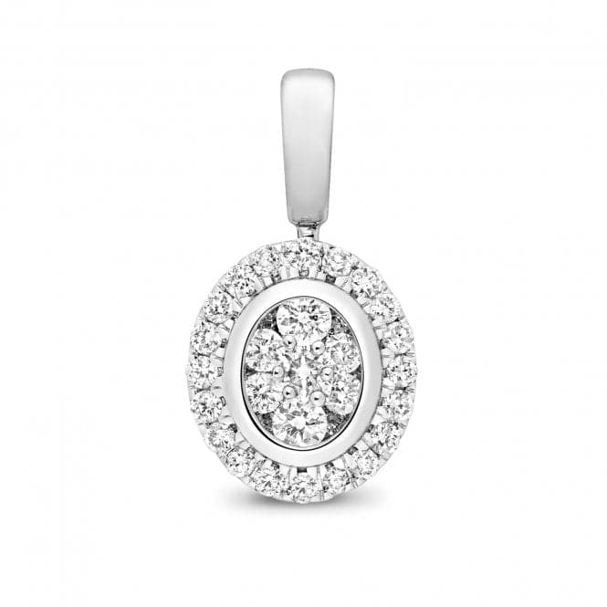 9ct White Gold Diamond Cluster Oval Pendant PD152WDiamond JewelleryPD152W