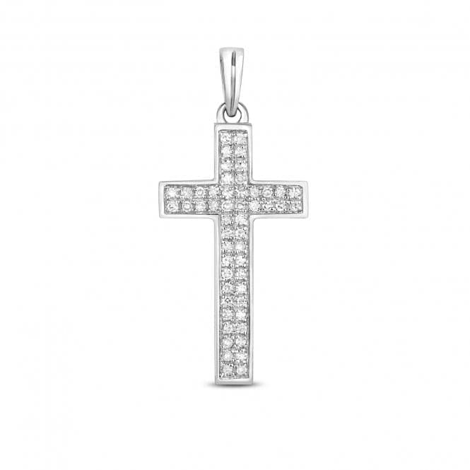 9ct White Gold Diamond Cross Pave Set Pendant PD121WDiamond JewelleryPD121W