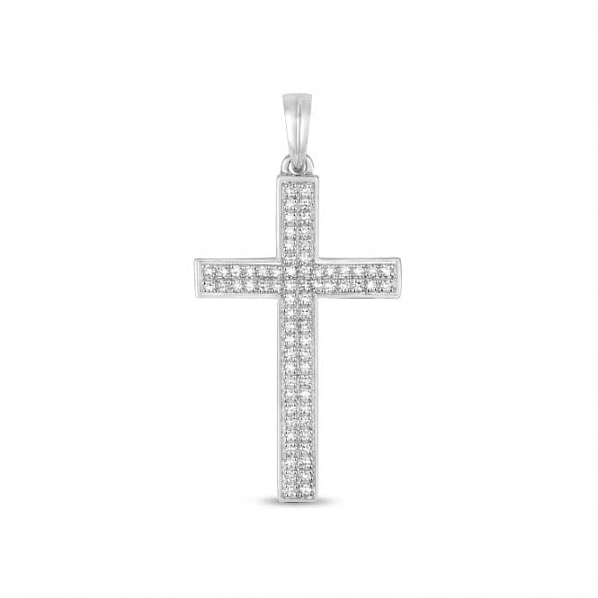 9ct White Gold Diamond Cross Pave Set Pendant PD122WDiamond JewelleryPD122W