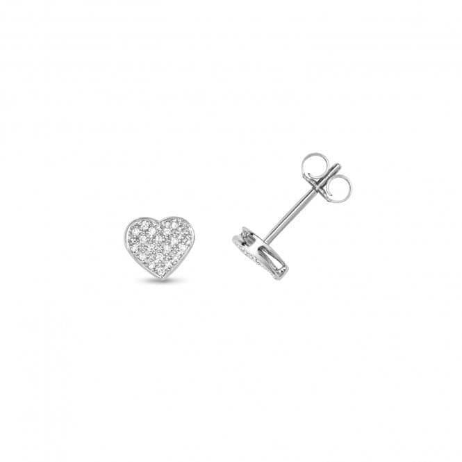 9ct White Gold Diamond Heart Earrings ED174WDiamond JewelleryED174W