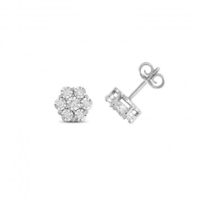 9ct White Gold Diamond Illusion Set Earrings ED161WDiamond JewelleryED161W