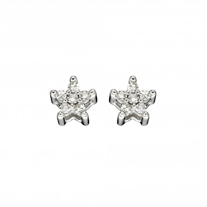 9ct White Gold Diamond Star Earrings GE2353Elements GoldGE2353