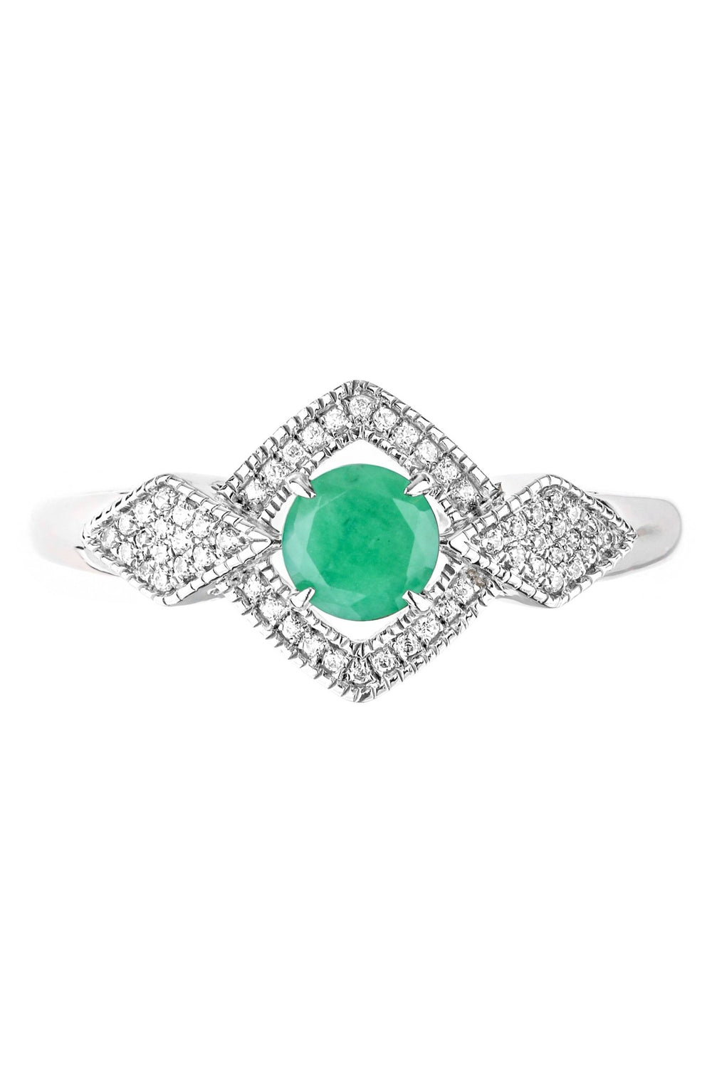 9ct White Gold Emerald and 0.12ct Diamond Bridal RingThe Fine CollectiveBA0062595 - R