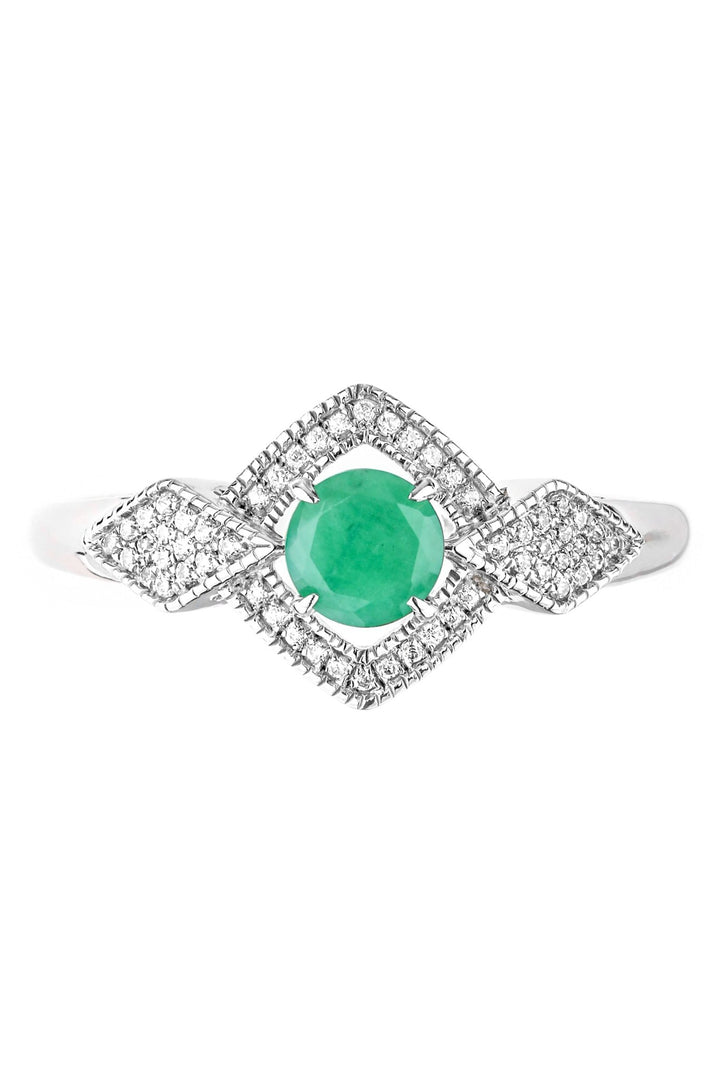 9ct White Gold Emerald and 0.12ct Diamond Bridal RingThe Fine CollectiveBA0062595 - R