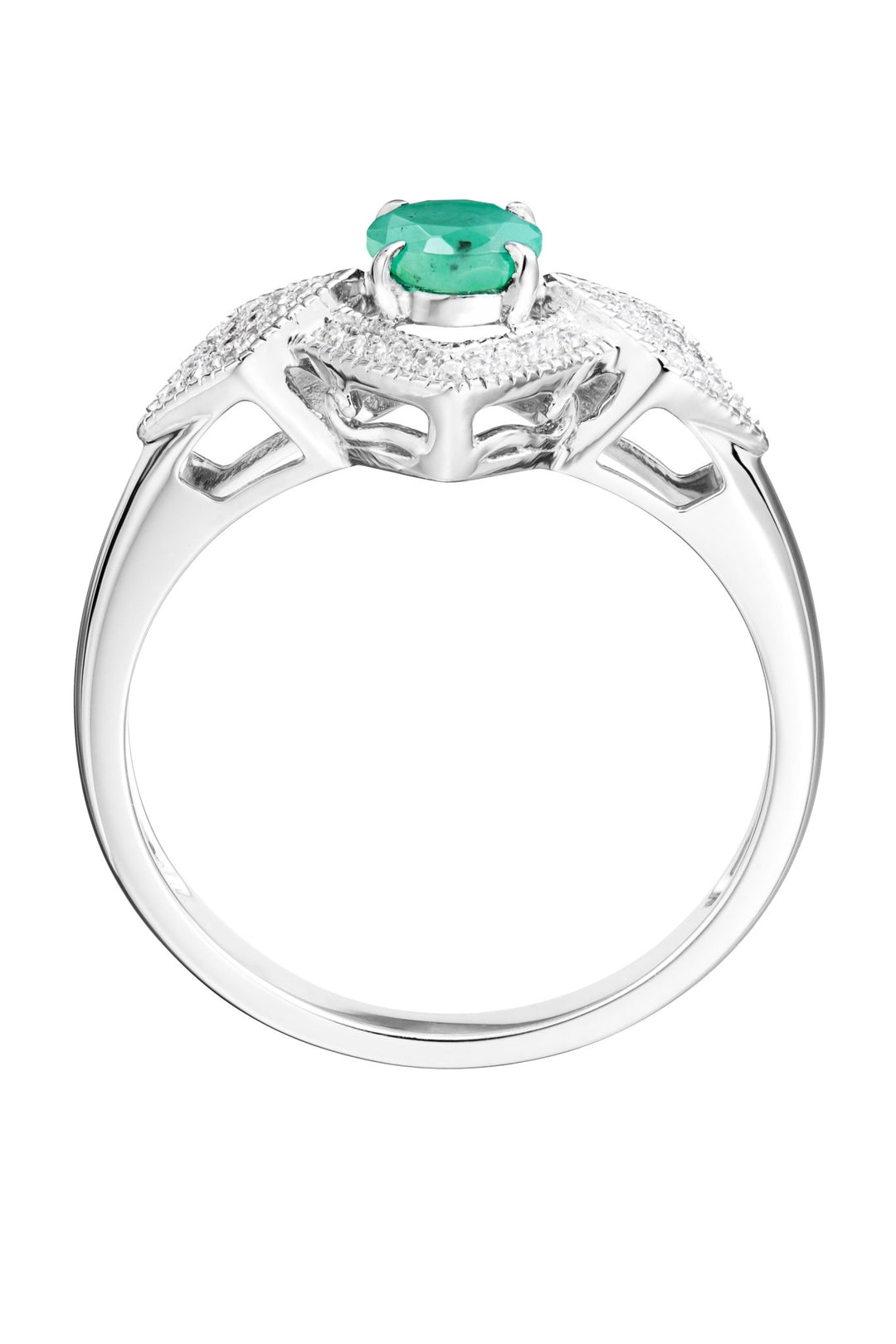 9ct White Gold Emerald and 0.12ct Diamond Bridal RingThe Fine CollectiveBA0062595 - R