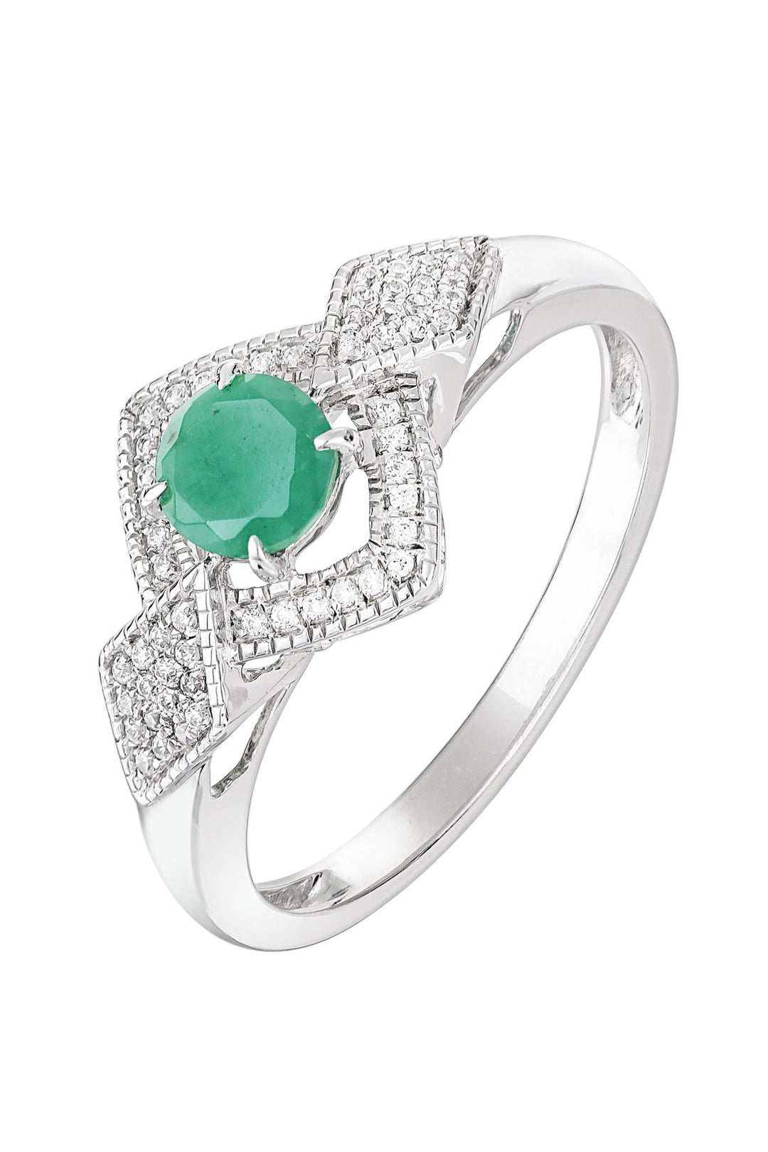 9ct White Gold Emerald and 0.12ct Diamond Bridal RingThe Fine CollectiveBA0062595 - R