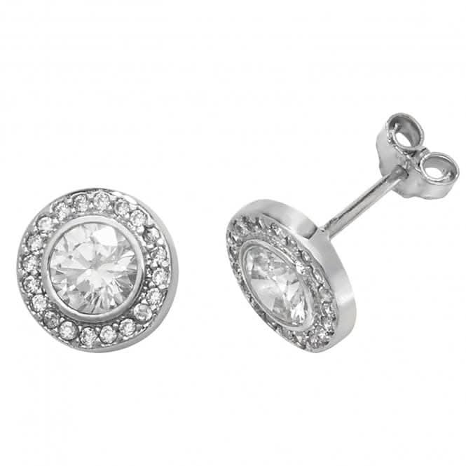 9ct White Gold Halo Round Zirconia Stud Earrings ES474WAcotis Gold JewelleryES474W
