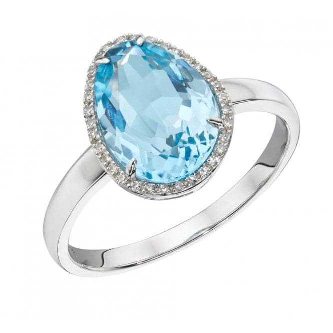 9ct White Gold Irregular Shaped Blue Topaz Diamond Ring GR597TElements GoldGR597T 52