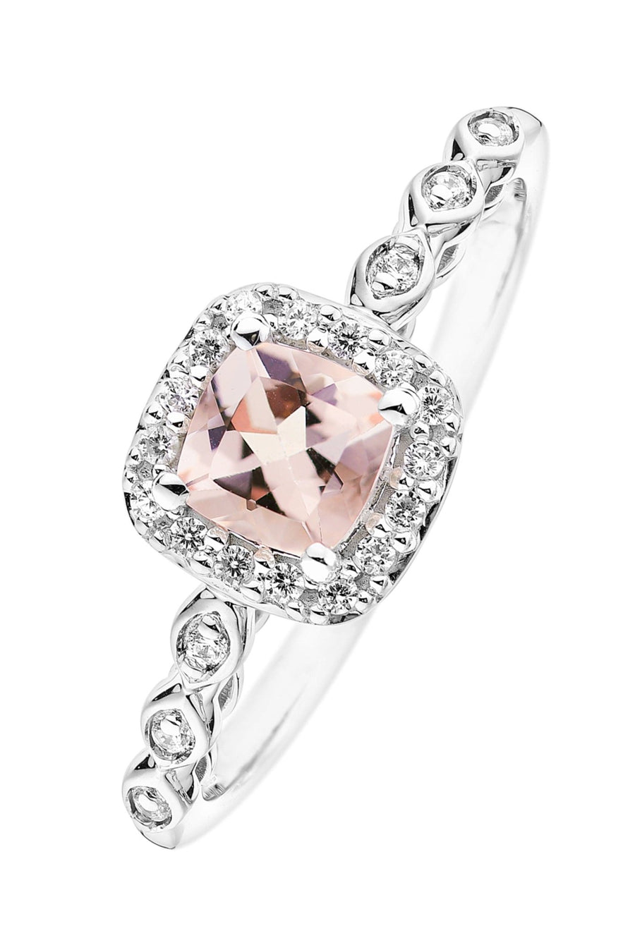 9ct White Gold Morganite and 0.10ct Diamond RingThe Fine CollectiveBA0071158 - L