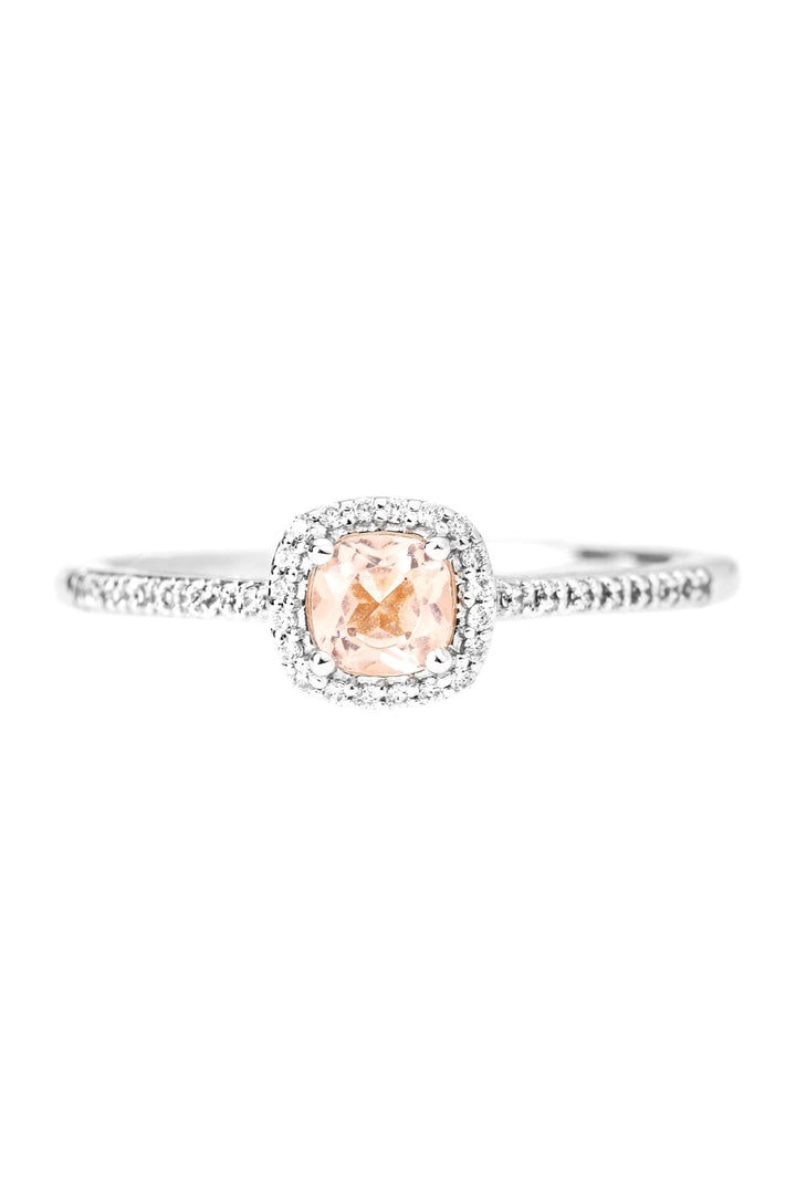 9ct White Gold Morganite and 0.10ct Diamond RingThe Fine CollectiveBA0062612 - R