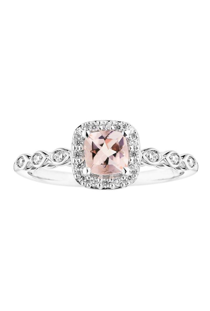 9ct White Gold Morganite and 0.10ct Diamond RingThe Fine CollectiveBA0071158 - L