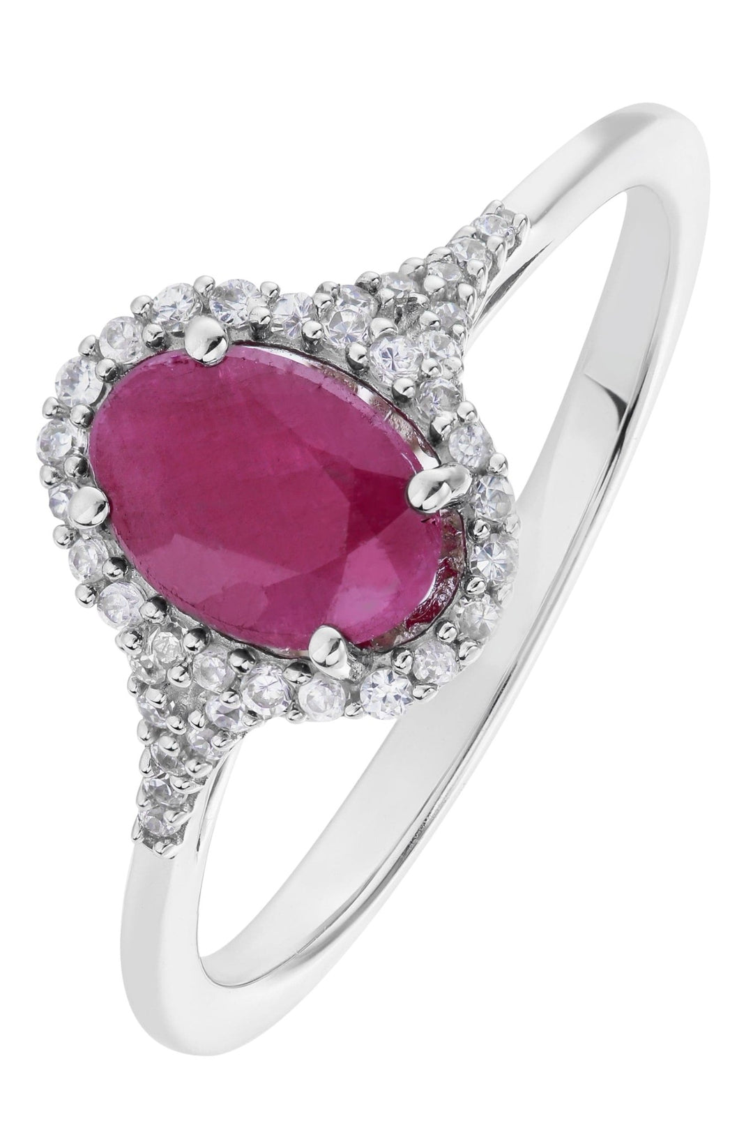 9ct White Gold Ruby and 0.10ct Diamond RingThe Fine CollectiveBA0071562 - N