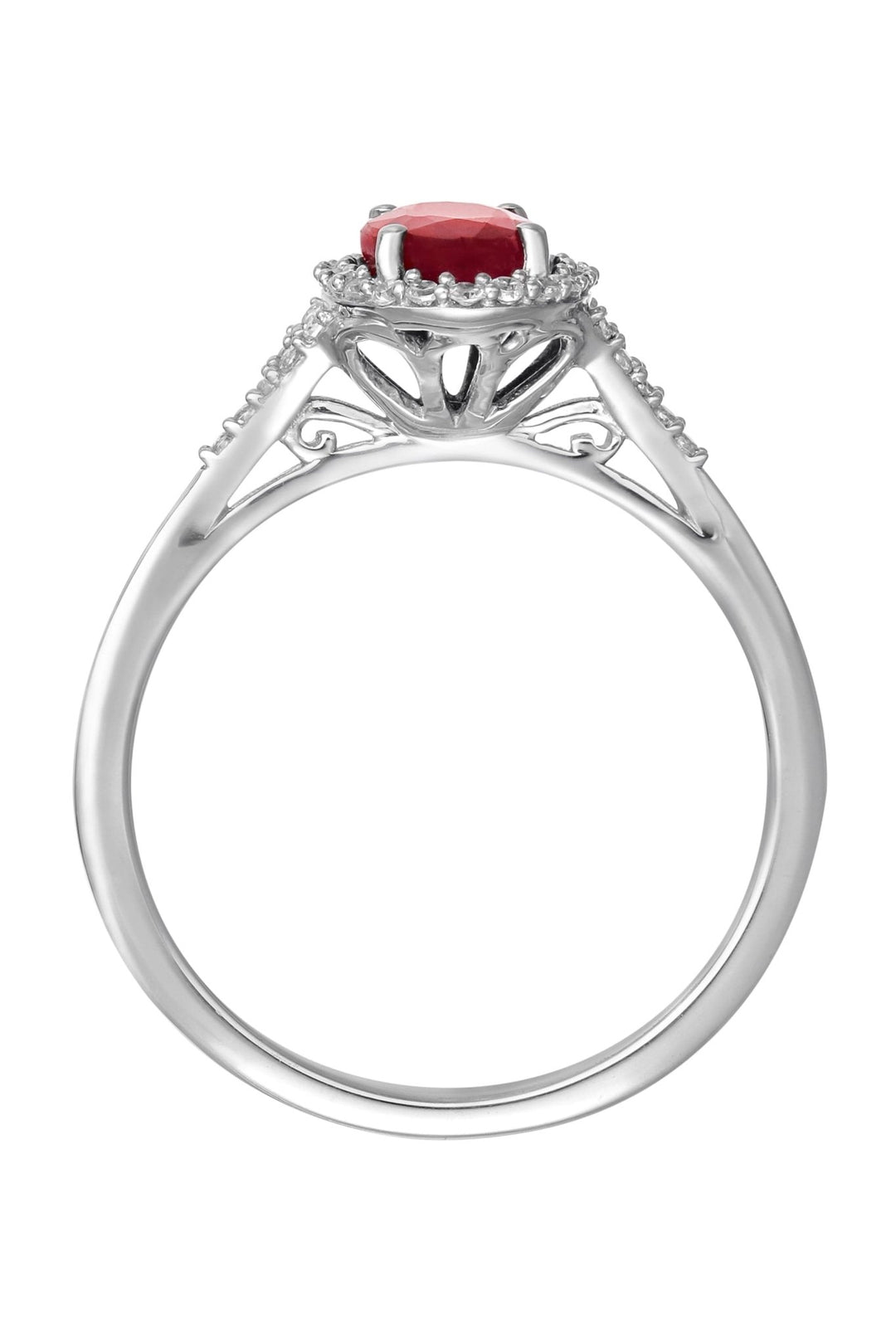 9ct White Gold Ruby and 0.10ct Diamond RingThe Fine CollectiveBA0071562 - N