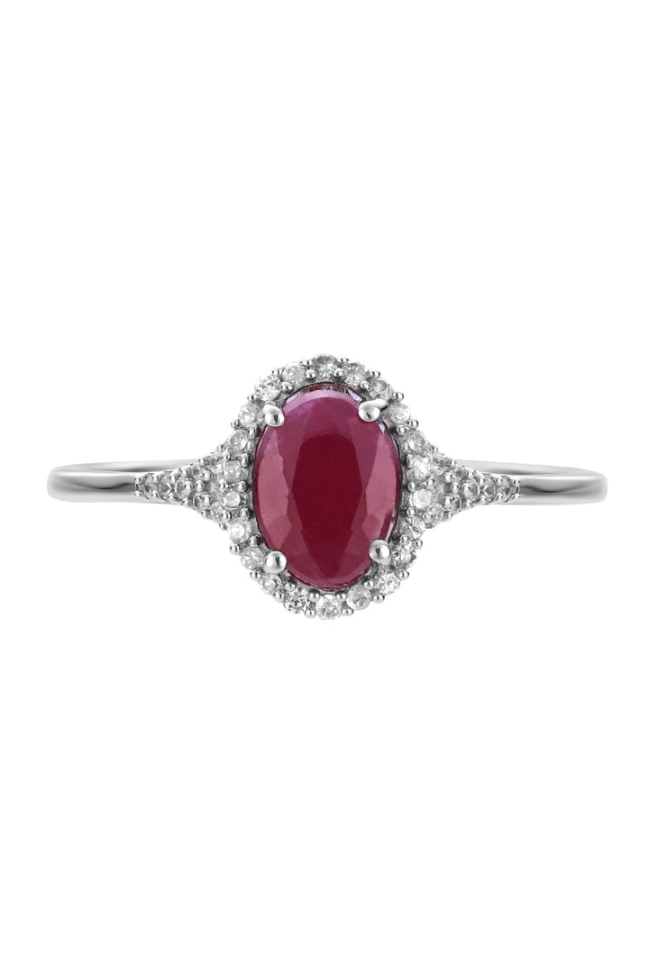 9ct White Gold Ruby and 0.10ct Diamond RingThe Fine CollectiveBA0071562 - N