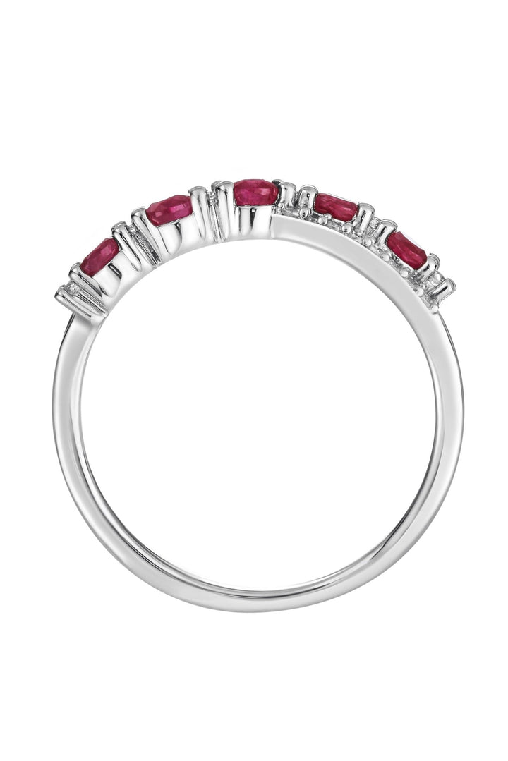 9ct White Gold Ruby and 0.12ct Diamond Cross Over RingThe Fine CollectiveBA0071559 - P