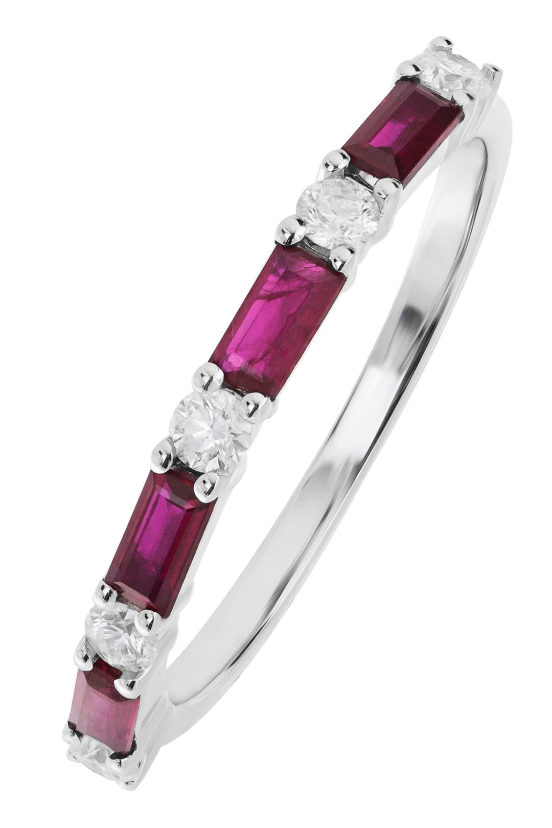 9ct White Gold Ruby and 0.20ct Diamond Half Eternity RingThe Fine CollectiveBA0070482 - K