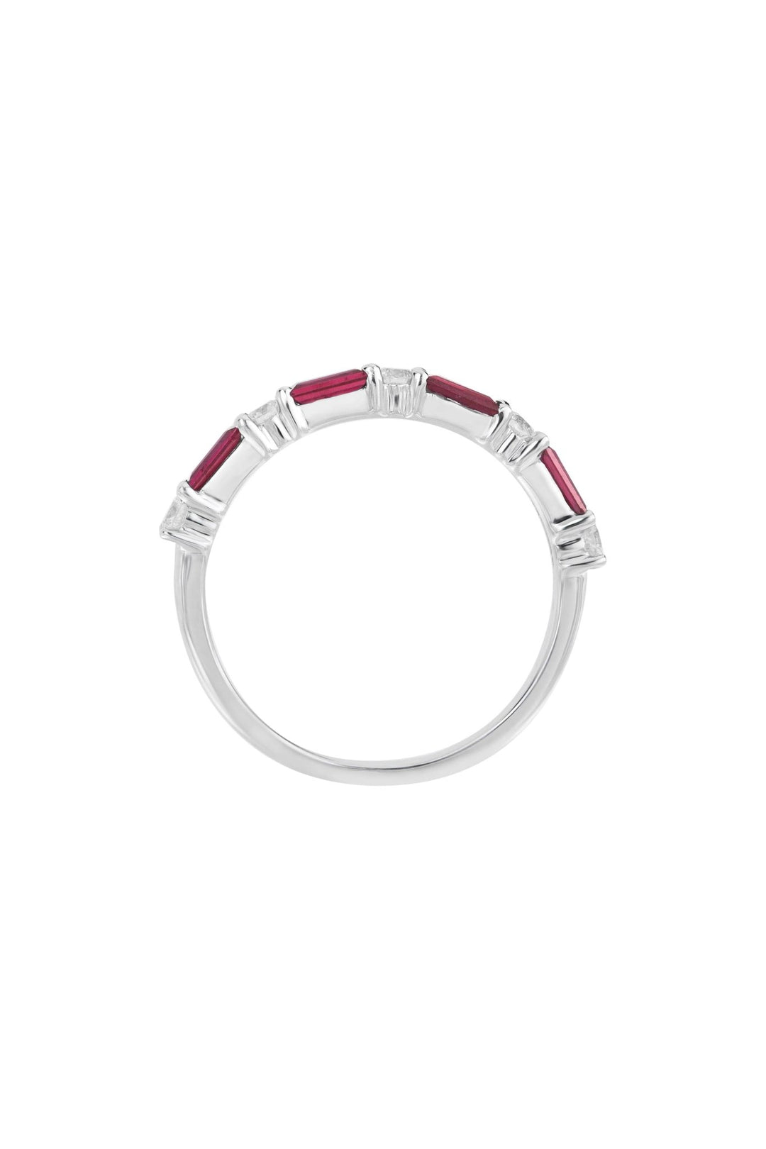 9ct White Gold Ruby and 0.20ct Diamond Half Eternity RingThe Fine CollectiveBA0070482 - K