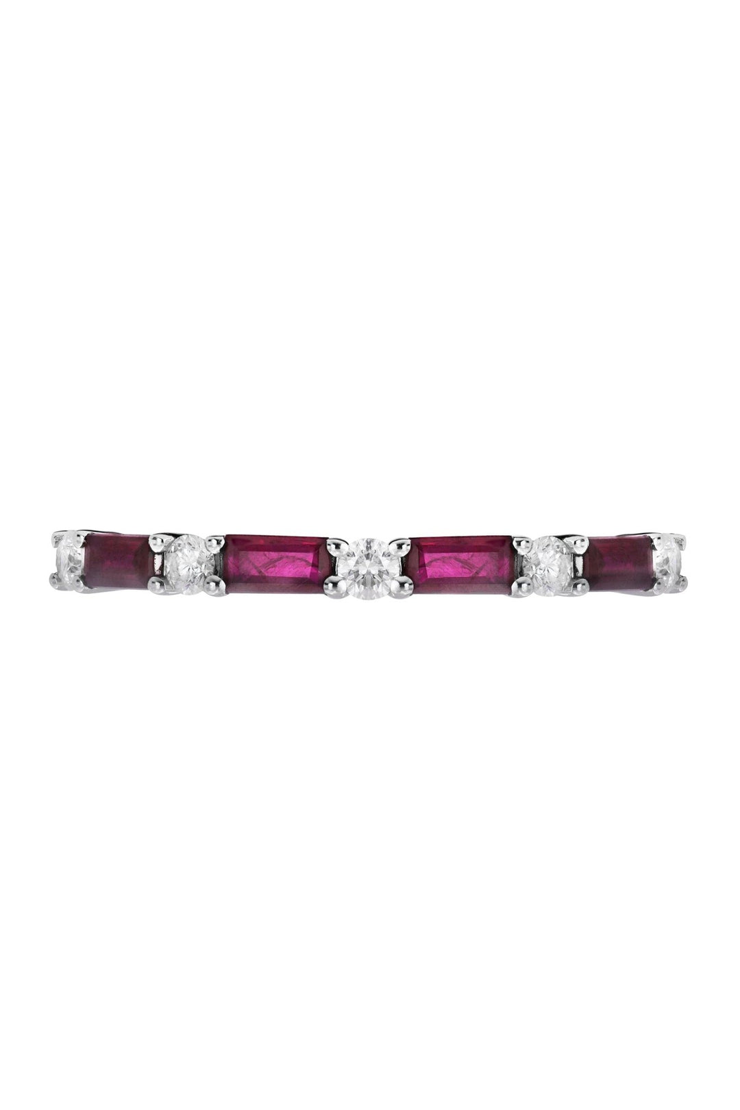 9ct White Gold Ruby and 0.20ct Diamond Half Eternity RingThe Fine CollectiveBA0070482 - K