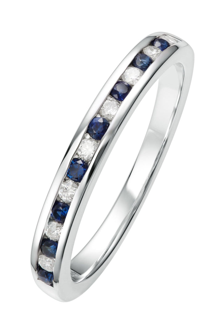 9ct White Gold Sapphire & 0.10ct Diamond Eternity RingThe Fine CollectiveBA0073272 - L