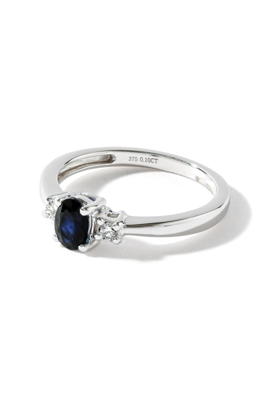 9ct White Gold Sapphire and 0.10ct Diamond Three Stone RingThe Fine CollectiveBA0043953 - L