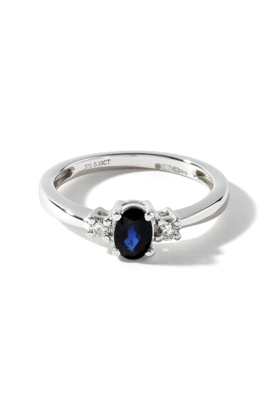 9ct White Gold Sapphire and 0.10ct Diamond Three Stone RingThe Fine CollectiveBA0043953 - L