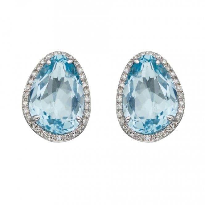 9ct White Gold Shaped Blue Topaz Diamond Earrings GE2399TElements GoldGE2399T