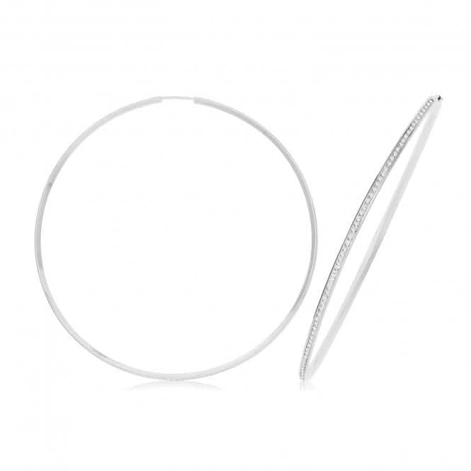 9ct White Gold Thin Zirconia Hoops ER1212WAcotis Gold JewelleryER1212W - 70