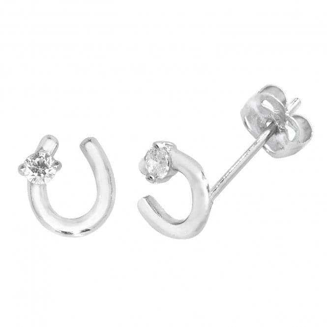 9ct White Gold Zirconia Horseshoe Stud Earrings ES438WAcotis Gold JewelleryES438W