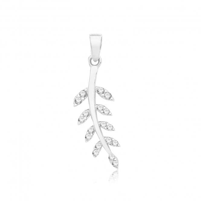 9ct White Gold Zirconia Leaf Branch Pendant PN1313WAcotis Gold JewelleryPN1313W