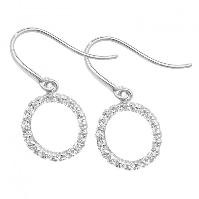 9ct White Gold Zirconia Open Circle Fish Hook Drop Earrings ES449WAcotis Gold JewelleryES449W