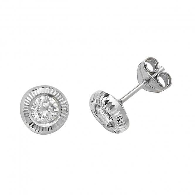 9ct White Gold Zirconia Stud Earrings ES396WAcotis Gold JewelleryES396W