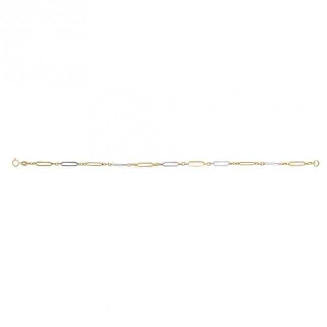 9ct Yellow and White Gold Elongated Link Bracelet GB512Elements GoldGB512