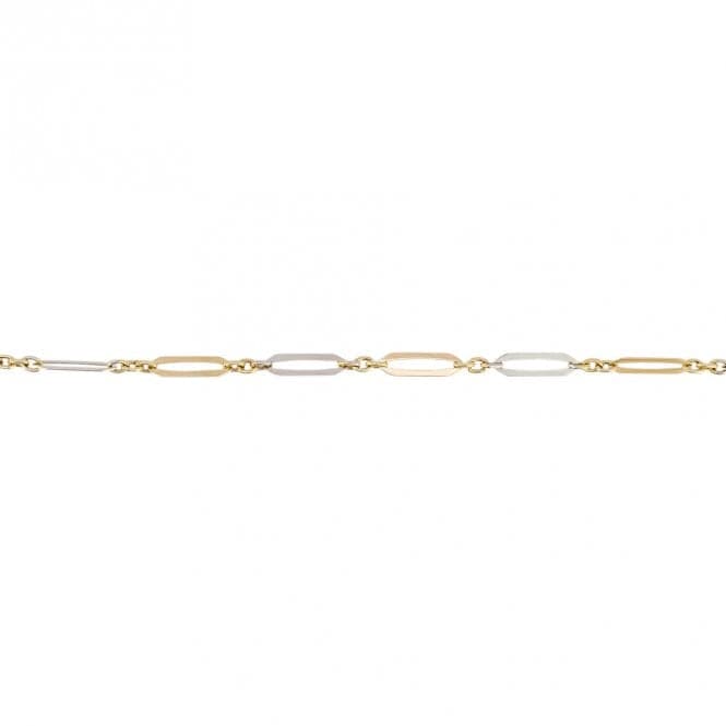 9ct Yellow and White Gold Elongated Link Bracelet GB512Elements GoldGB512
