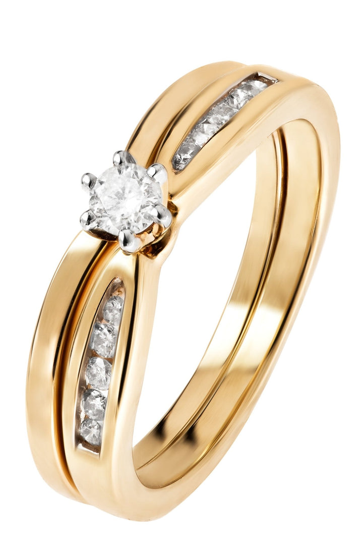 9ct Yellow Gold 0.20ct Diamond Bridal Set RingThe Fine CollectiveBA0072407 - L