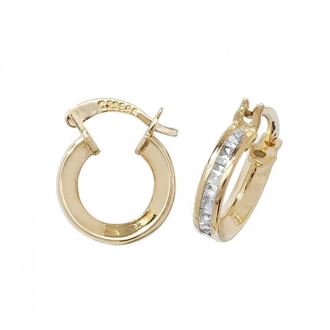 9ct Yellow Gold 08mm Zirconia Hoop Earrings ER085Acotis Gold JewelleryER085