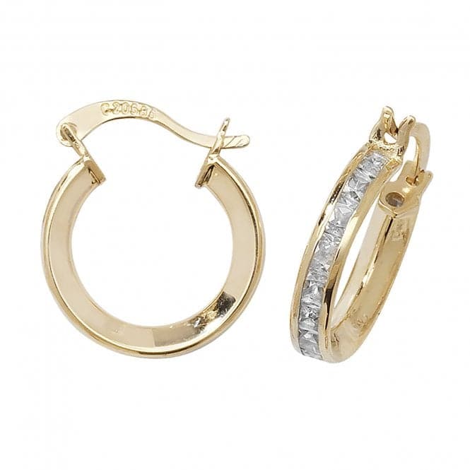 9ct Yellow Gold 10mm Zirconia Hoop Earrings ER086Acotis Gold JewelleryER086