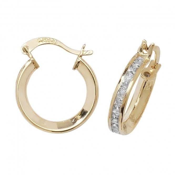 9ct Yellow Gold 10mm Zirconia Hoop Earrings ER086Acotis Gold JewelleryER086