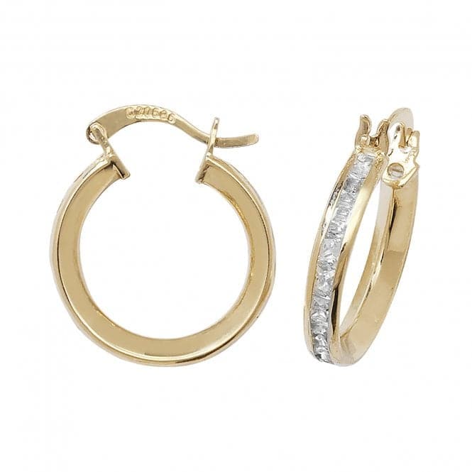 9ct Yellow Gold 15mm Zirconia Hoop Earrings ER087Acotis Gold JewelleryER087