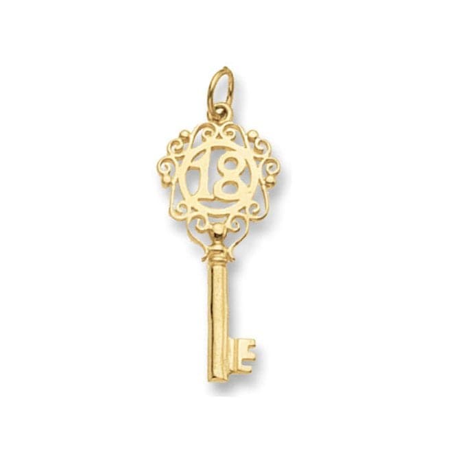 9ct Yellow Gold 18Th Birthday Key Pendant PN405Acotis Gold JewelleryPN405