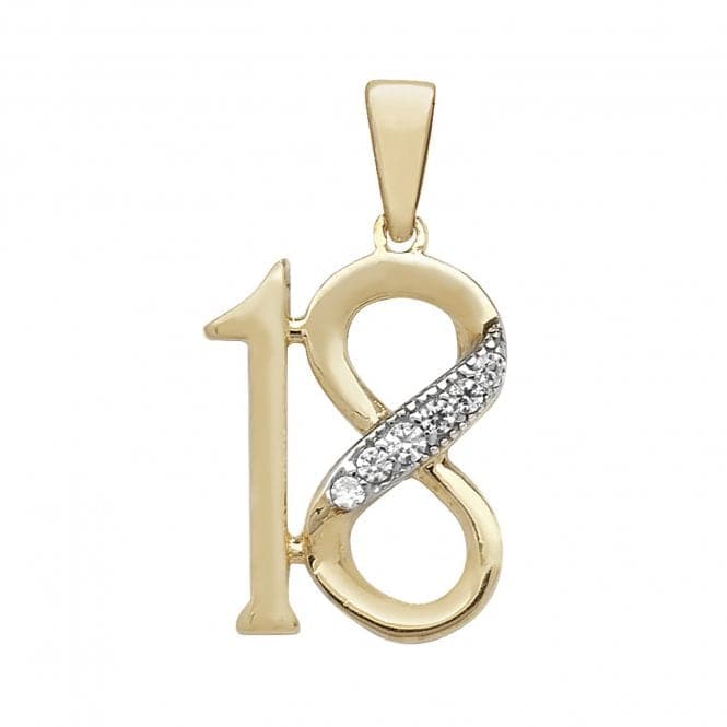 9ct Yellow Gold 18Th Birthday Zirconia Pendant PN187Acotis Gold JewelleryPN187