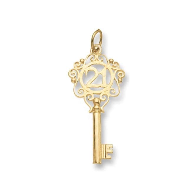 9ct Yellow Gold 21St Birthday Key Pendant PN406Acotis Gold JewelleryPN406