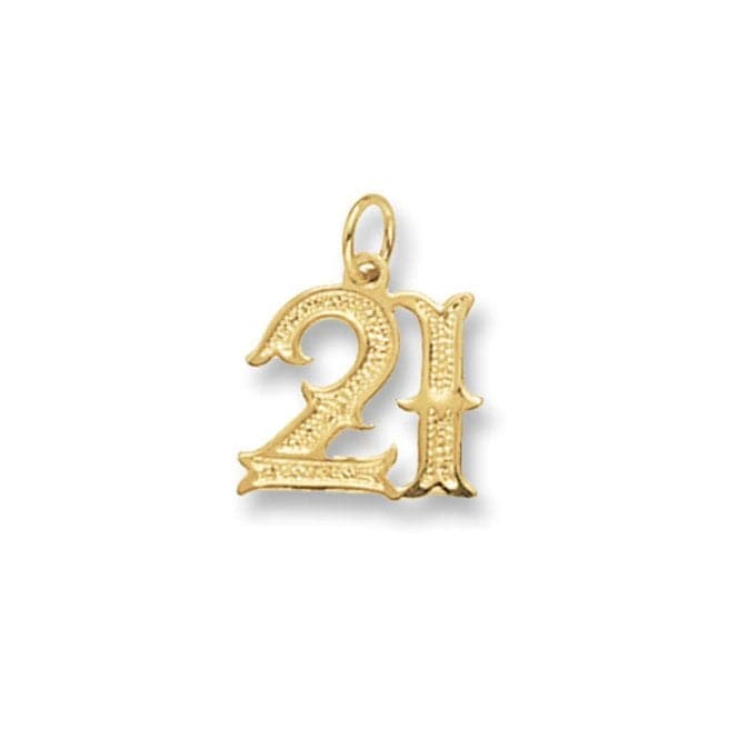 9ct Yellow Gold 21St Birthday Old English Pendant PN404Acotis Gold JewelleryPN404