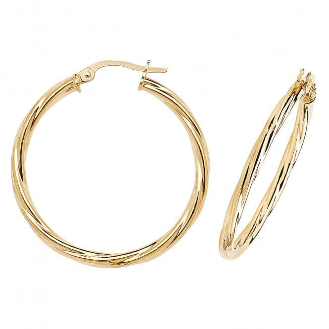 9ct Yellow Gold 25mm Hoop Earrings ER351Acotis Gold JewelleryER351