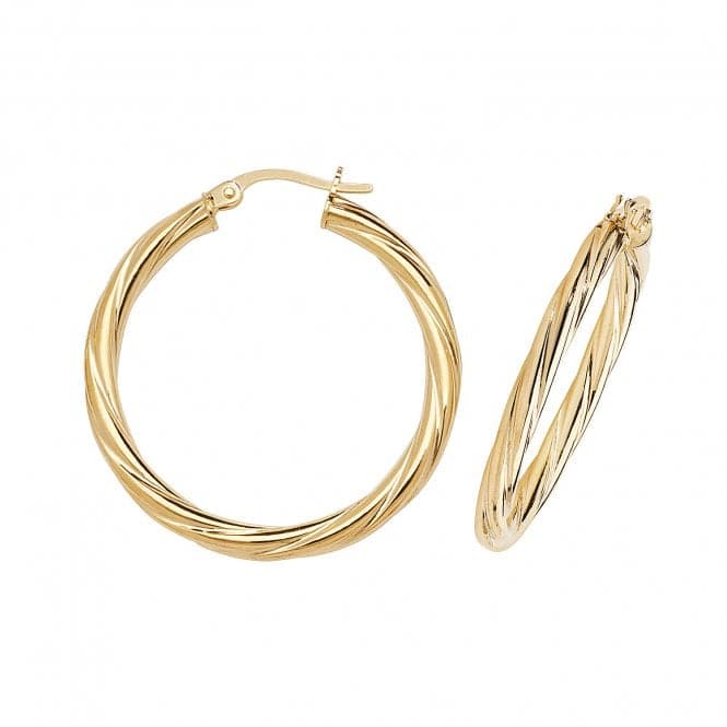 9ct Yellow Gold 25mm Hoop Earrings ER356Acotis Gold JewelleryER356