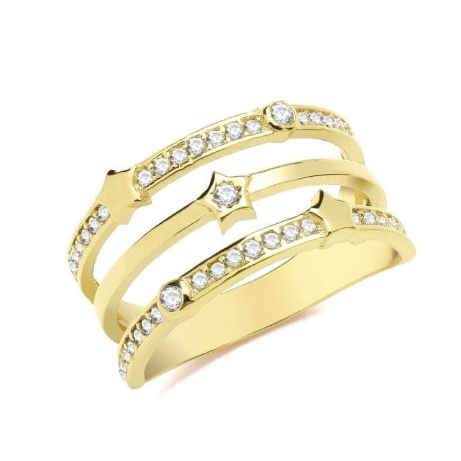 9ct Yellow Gold 3 - Band Zirconia Star Ring RN974Acotis Gold JewelleryRN974/O